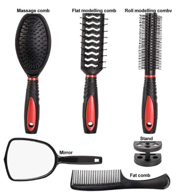 Hair Comb Set, 1 Set Professional Salon Hair Styling Comb Set, Salon Hair Styling Tool with Mirror & Stand Set, Men & Women Hair Comb Set, Christmas Gift