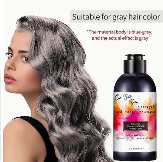 FVSHIP Color-Depositing Shampoo 10.144fl. oz, for birthday parties, music festivals, Halloween, Christmas DIY hair color, suitable for blonde, silver, and gray hair - Colors available: Red - Pink - Purple - Gray - Blue.