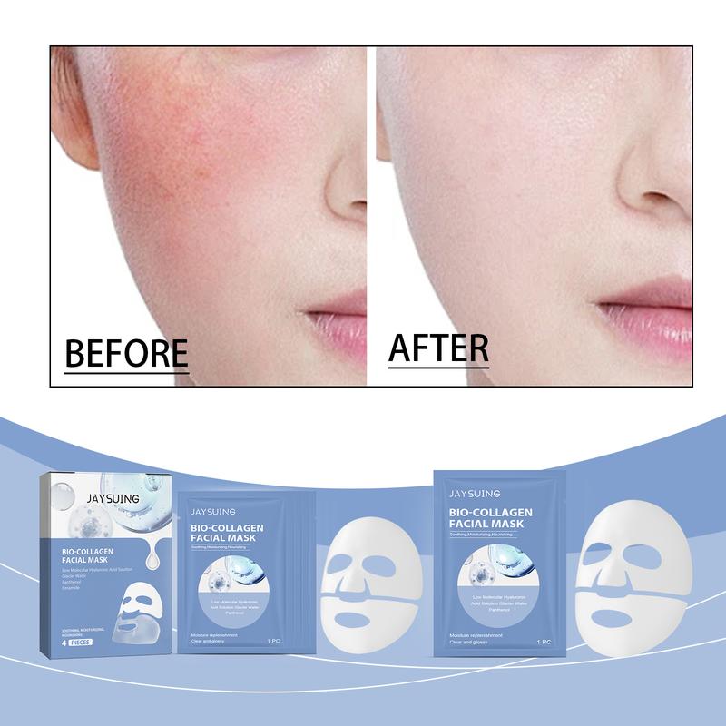 Moisturizing mask, collagen moisturizing mask, 4 PCS box, moisturizing and firming face    Facial masks, Nourishing facial care products, daily use for women and men,