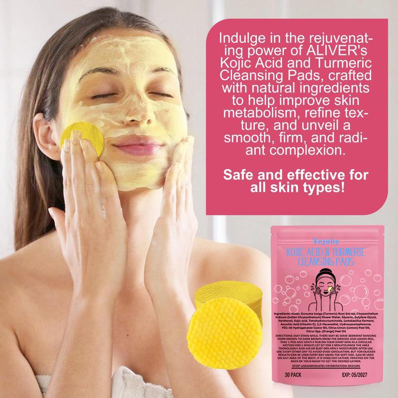 [$17.99 Get 2 Pack] Turmeric Cleansing Exfoliating Pads Facial Cleansing Skincare, cleansing, skin care, cleansing Turmeric Comfort Cleanser Turmeric Kojic Acid Cleansing Exfoliating Pads Facial Cleansing   Foaming Skincare Organic Gentle Smooth Acrylic