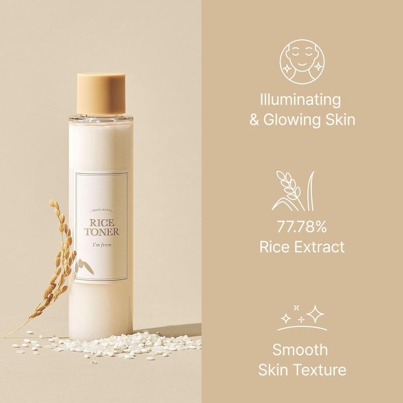 [I'M FROM OFFICIAL SHOP] I'M FROM Rice Skincare Trio Set | Rice Cleanser, Rice Toner, Rice Cream - Milky for Glowing Skin, Korean Rice, Glow Essence with Niacinamide, Hydrating for Dry, Dull, Combination Skin, Vegan Moisture Skincare Moisturizer