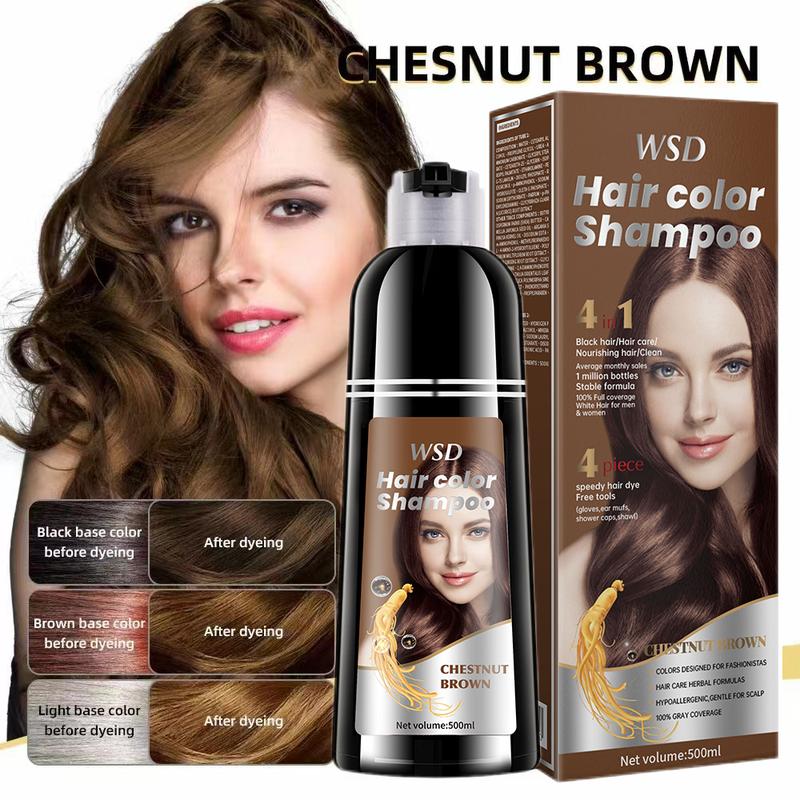 WSD 4 in 1  Hair Color Shampoo - 100% Gray Coverage Various Colors Available,Herbal Ingredients Natural Shampoo,Natural Haircoloring,Plant Haircare,Hair Nutrition