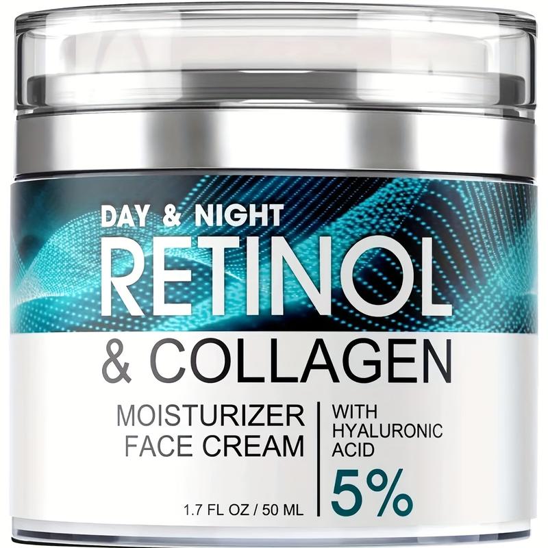 Retinol Cream for Face, Anti Aging Face Moisturizer for Women & Men, Day & Night Face Cream with Collagen,  Anti Wrinkle Cream, 1.85 Fl Oz