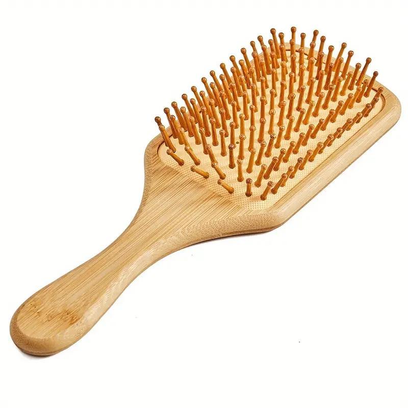 Bamboo Hair Brush, Eco-friendly Air Cushion Massage Comb, Natural Paddle Bamboo Massage Hair Brush For Women And Men