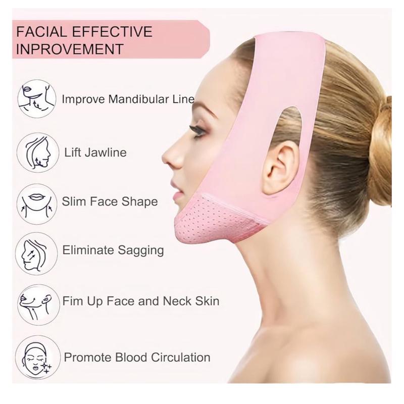 V-Line Chin Strap Adjustable for Sleeping and Jaw Exerciser, Pink