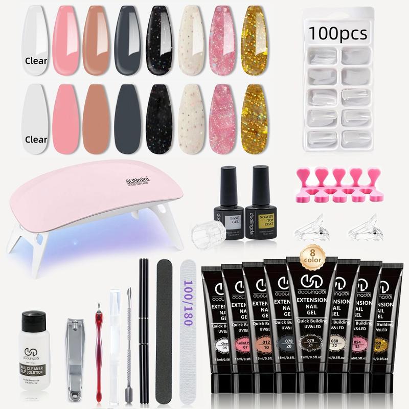 Poly Nail Gel Kit with 6 Counts Poly Nail Extension Gel Builder, Quick Building Nail Mold Tips, and Art Tools, Perfect Gift for Nail Art Enthusiasts