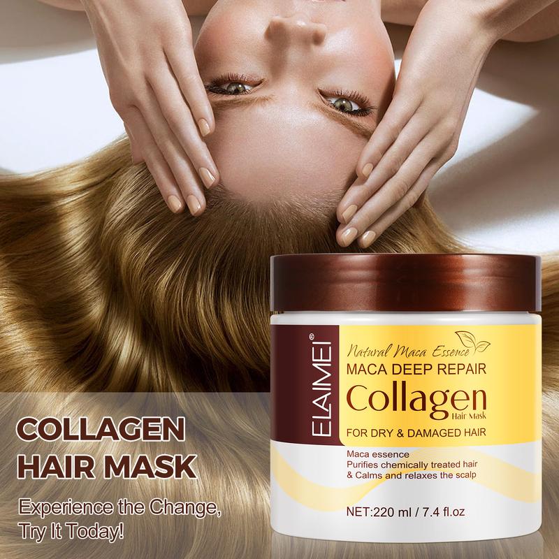 Collagen Hair Repair Mask for Dry & Damaged Hair, Nourishing Haircare Restorative Argan Shampoo with Maca, Avocado Oil & Fatty Acids