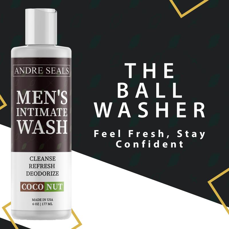 ANDRE SEALS Intimate Wash for Men | Odor-Fighting Ball Wash with Organic Aloe Vera & Tea Tree Oil | Refreshing Genital Care & Soothing Hydration | Gentle Cleanse for Daily Use Antibacterial Blend Jojoba Sensitive Body Care