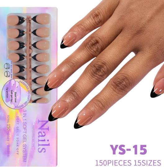 Beauty secrets nail glue +NAG French Tip Pressonnails set, 150pcs  Square French Tip Gel Nails, French on Nails for DIY Nail Art Nail Polish Cosmetic Lightweight Nail Care Manicure Lightweight Nail Care french gel nail tip misssix french