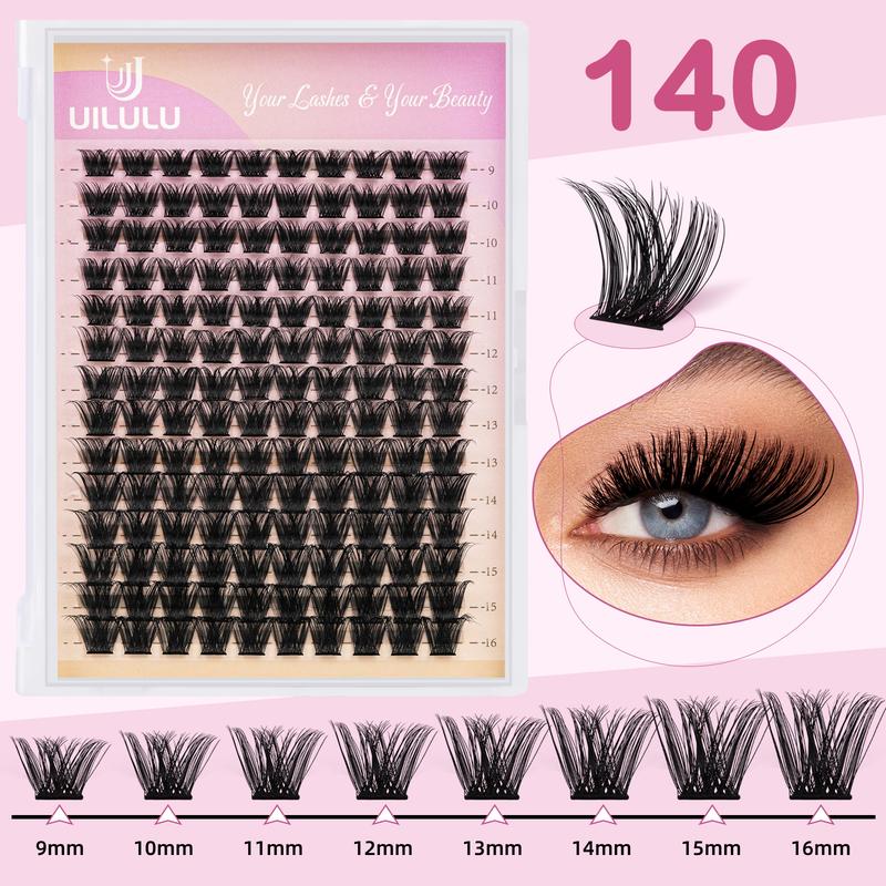 UILULU DIY  Extension Kit Individual  Cluster D Curl Eyelash Set (0.07D-9-16MM Kit)