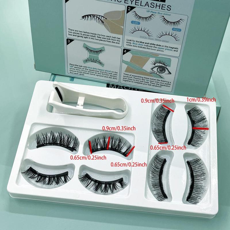 Magnetic Eyelashes, 4 Pairs Reusable Natural Look Eyelash Extensions, Self Grafting Curl No Glue Eyelashes, Eye Makeup Product for Women & Girls