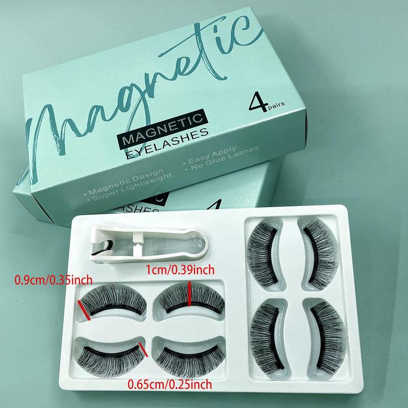 Magnetic Eyelashes, 4 Pairs Reusable Natural Look Eyelash Extensions, Self Grafting Curl No Glue Eyelashes, Eye Makeup Product for Women & Girls