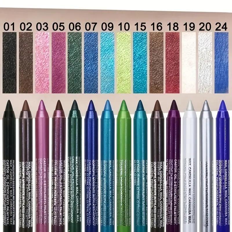 14 Color Eyeliner Shades Pen, High Color Pearl Gloss Finish, Smoked Punk Gothic Eyeliner Pen, Back To School