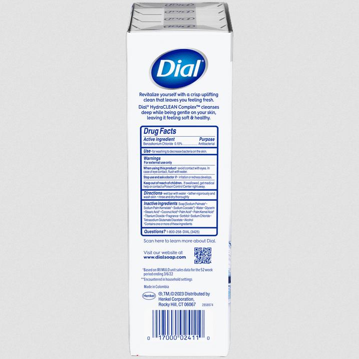 Dial Antibacterial Bar Soap, Refresh & Renew, White, 4 oz, 8 Bars (PREESHIP)