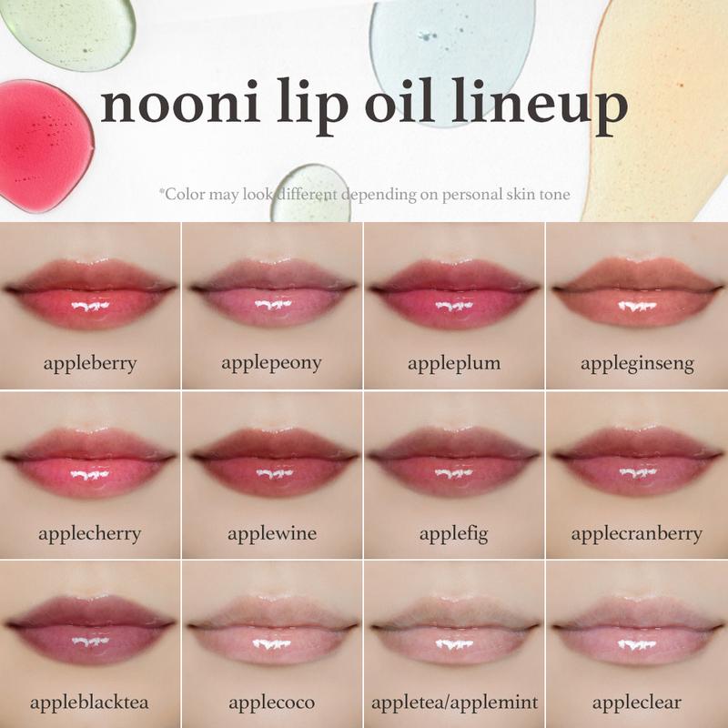 Nooni Korean Apple Lip Oil + Lip Stain | Tinting and Long Lasting, Moisturizing Lip Care (13 options) Hydrate Lipgloss Lipstick Makeup