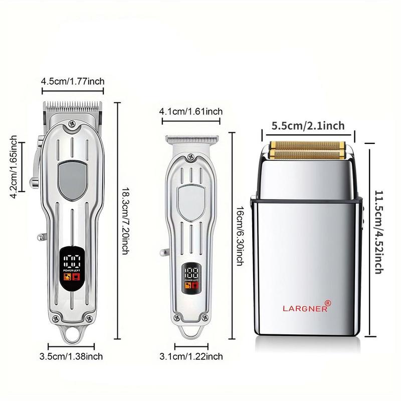 Professional Hair Grooming Kit, 1 Set Digital Display Hair Clippers & Shaver Set with Accessories, Cordless Beard Trimming Tool for Men, Barber Kit, Split End Trimmer