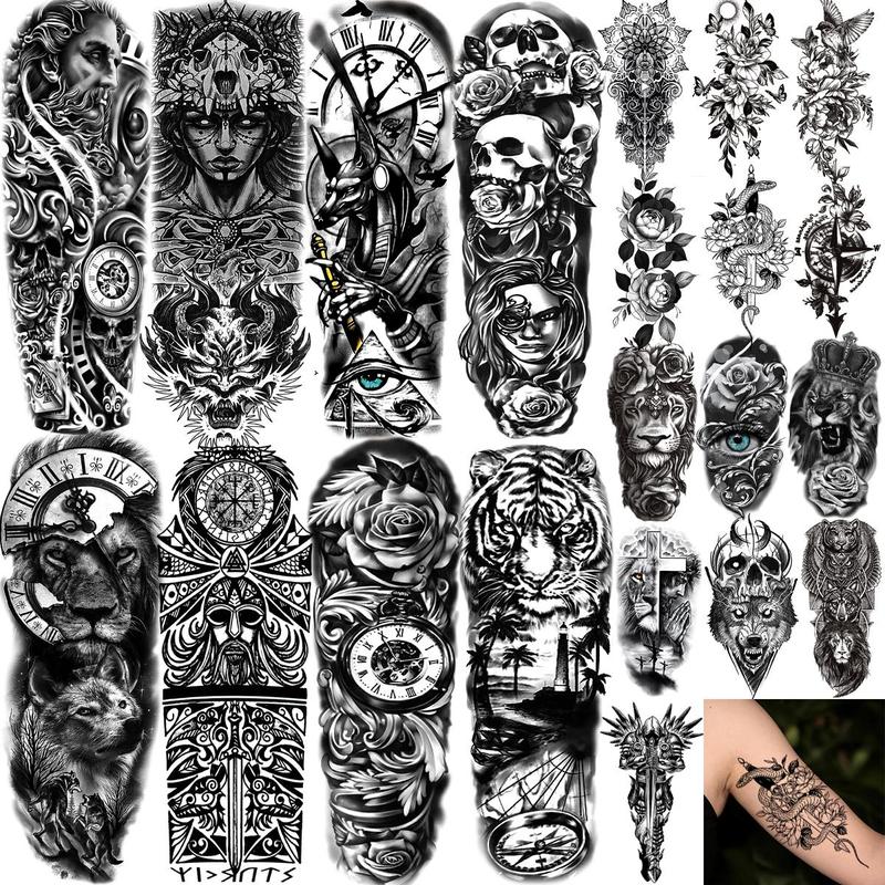 Punk Style Tattoo Sticker, 21pcs set Temporary Tattoo Sticker, Fake Tattoo Sticker, Body Art Sticker for Women & Men, Realistic Tattoo Sticker for Party