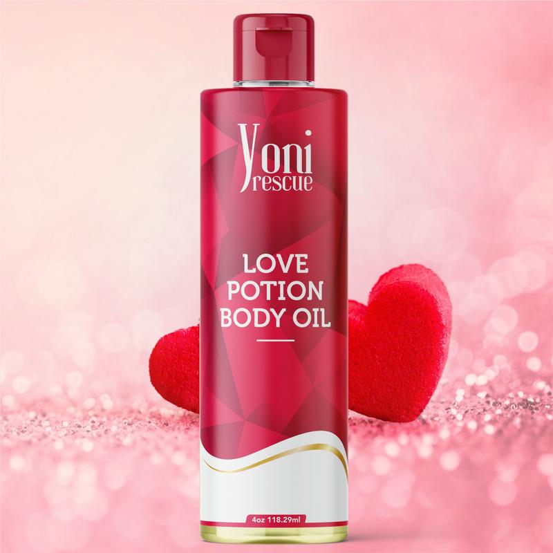 Love Potion Body Oil, 4oz, with Apricot, Jojoba, Avocado Oils & Vitamin E Oil, Fast-Absorbing, Nourishes and Hydrates Skin, Skin Repair, Body Care, Ideal for All Skin Types, Jasmine & Saffron Fragrance Moisturizer by Yoni Rescue