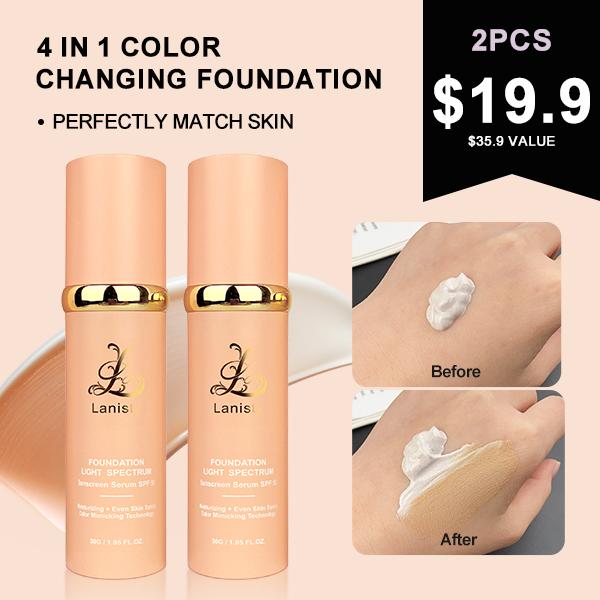 Lanisty Foundation 4 in 1-Light Spectrum for Flawless Moisturizing Makeup Foundation Clear Color Sunscreen Spf50+ Concealer