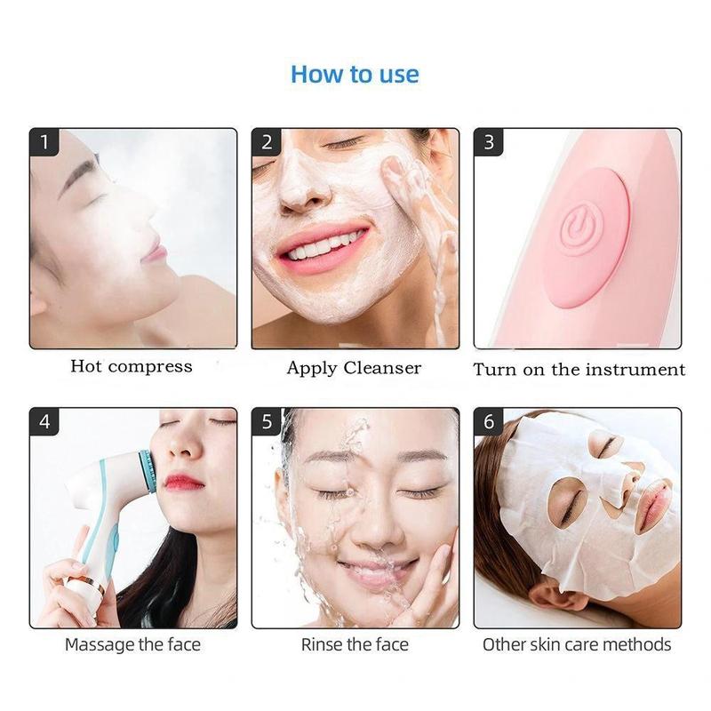 3 in 1 Electric Facial Cleansing Brush, USB Rechargeable Facial Cleansing Tool with Replacement Head, Facial Cleansing Machine for Women, 3-in-1 Facial Cleaning Brush for Women Skincare