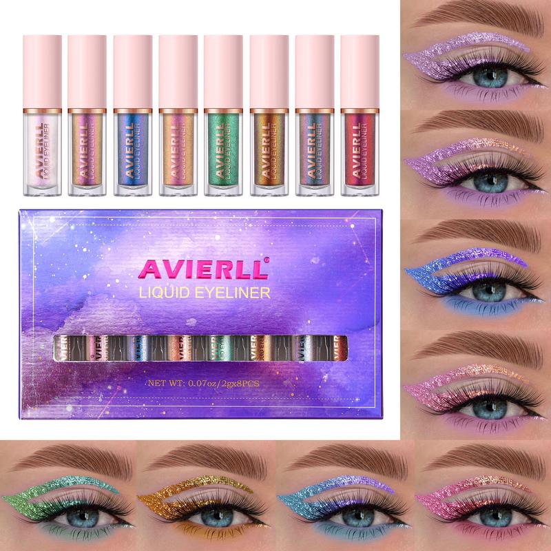 Long-lasting Waterproof Liquid Eyeshadow, 8pcs set Colorful Shimmering Glitter Liquid Eyeshadow, Easy To Apply, Eye Makeup Gift Set