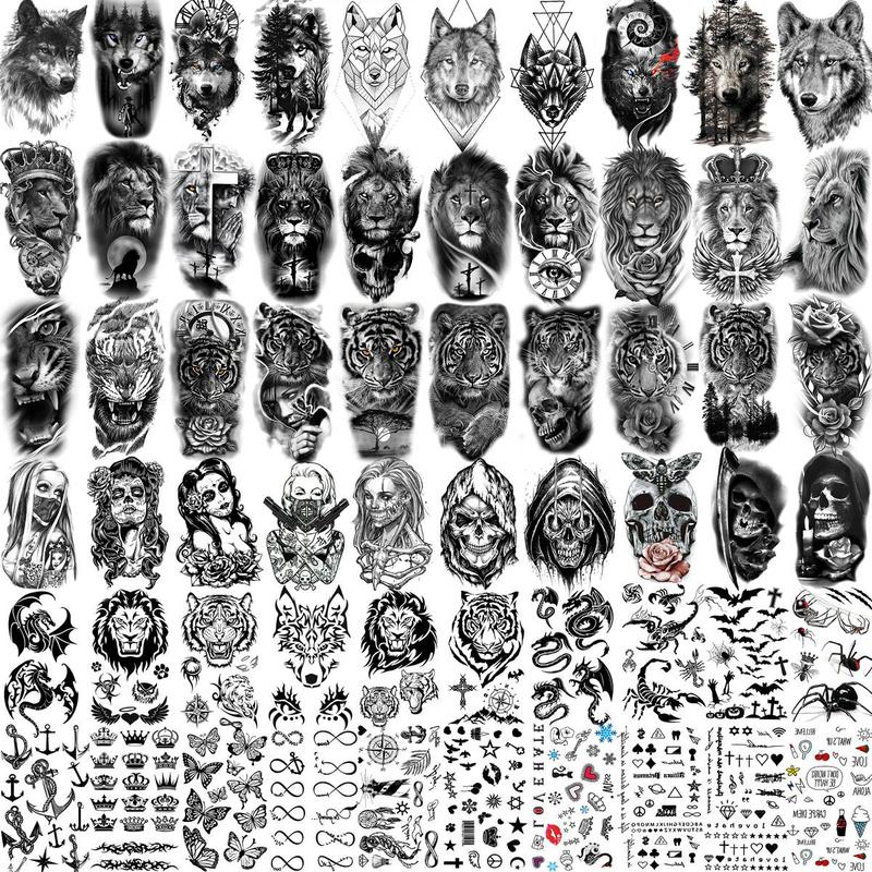 Animal Pattern Temporary Tattoo Sticker, 60pcs set Fake Tattoo Sticker, Body Art Sticker for Women & Men, Realistic Tattoo Sticker for Arms, Neck, Ankle, Legs, Painless Body Art Decoration