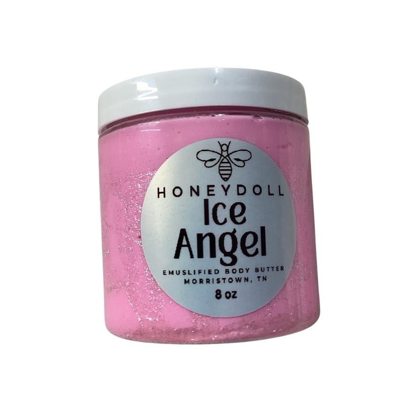 IceAngel Emulsified Body Butter - Snow Fairy Scented with Pear, Cotton Candy, Vanilla, and Cherry Notes - Shimmering Body Butter - Body Care