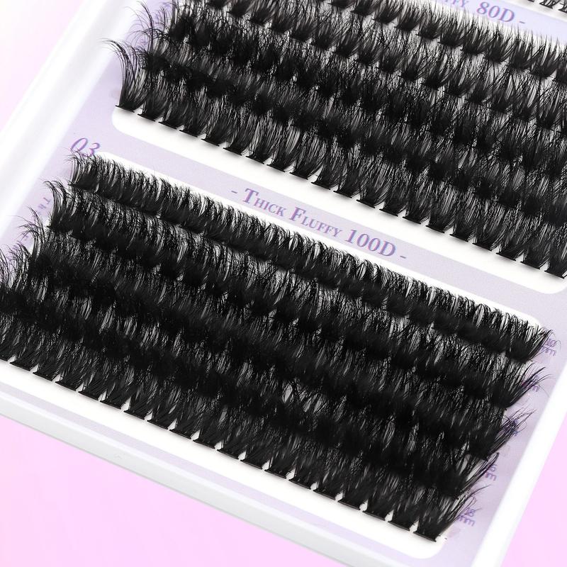 Fluffy False Eyelashes, 1 Set Mixed Style & Length Individual Lashes with Tools, Self Grafting Curl Eyelashes, Eye Makeup Enhancement for Women