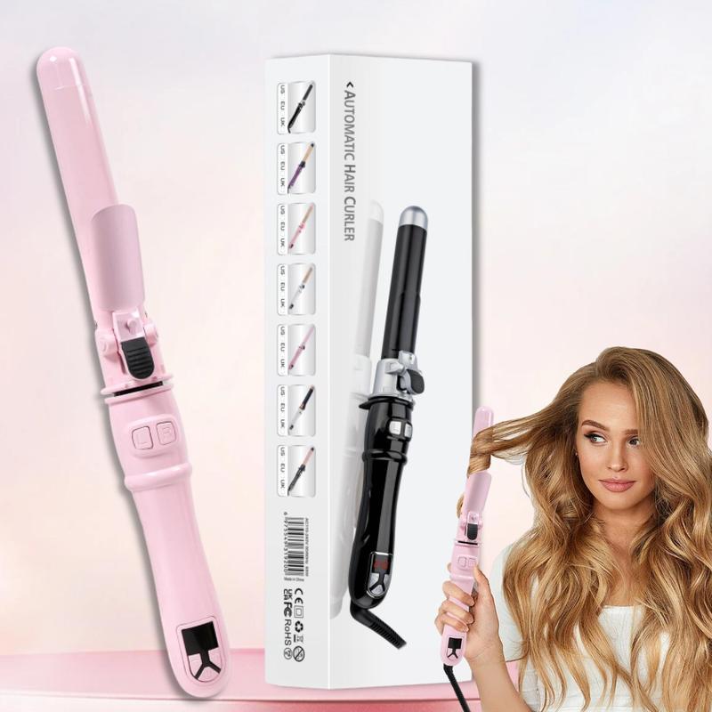 Rotating Curling Iron for Beach Waves, Portable Electric Hair Curler for Christmas Gift, Christmas 2024 1.1 Inch Hair Curling Wand for Long Short Hair, Winter & New Year Gift, Stocking Fillers, Winter Essentials