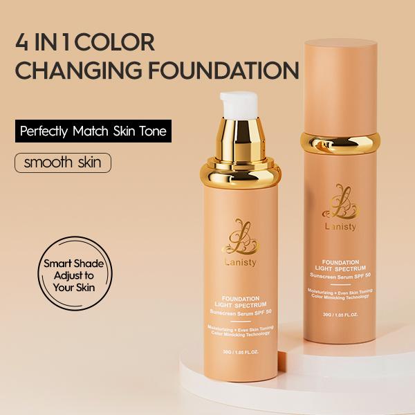 Lanisty Foundation 4 in 1-Light Spectrum for Flawless Moisturizing Makeup Foundation Clear Color Sunscreen Spf50+ Concealer