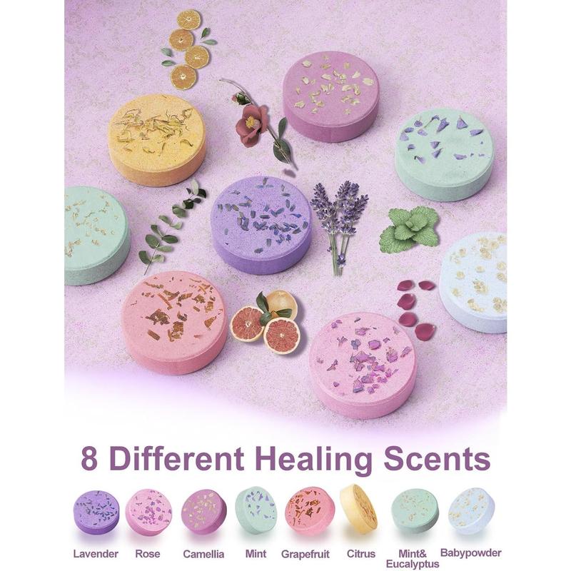 Shower Steamers Aromatherapy Stocking Stuffers 8 Scents, Christmas Gifts for Women Elegant Packaging Birthdays Gifts for Mom, Lavender Natural Essential Oil Home Spa Self Care & Relaxing