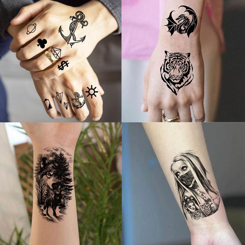 Animal Pattern Temporary Tattoo Sticker, 60pcs set Fake Tattoo Sticker, Body Art Sticker for Women & Men, Realistic Tattoo Sticker for Arms, Neck, Ankle, Legs, Painless Body Art Decoration