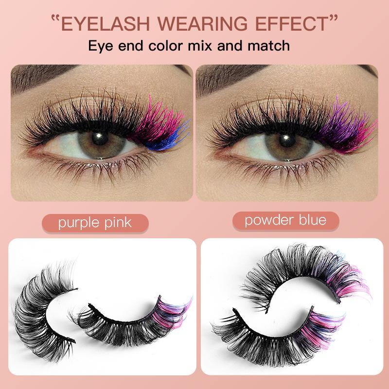 Colorful Wispy Cat Eye Look Faux Cluster Lashes, 7 Pairs Fluffy False Eyelashes, Natural Curling Eye Makeup Strip Lashes, Full Volume Eyelash for Lashes Extension, Christmas Gift