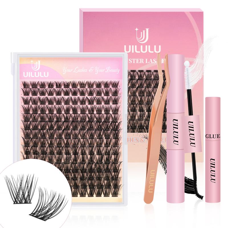 UILULU DIY  Extension Kit Individual  Cluster D Curl Eyelash Set (0.07D-9-16MM Kit)