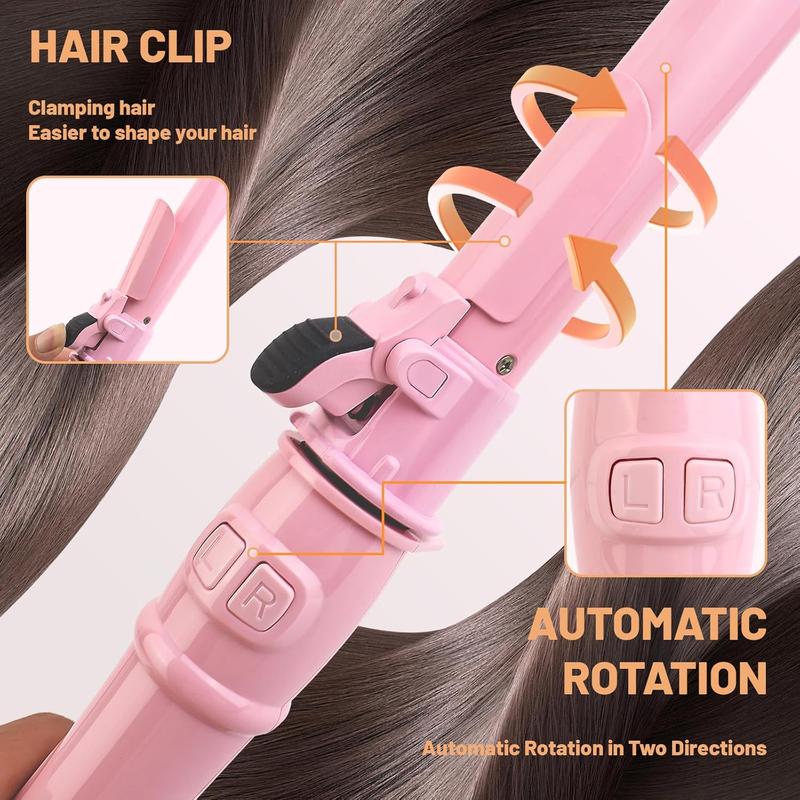 Rotating Curling Iron for Beach Waves, Portable Electric Hair Curler for Christmas Gift, Christmas 2024 1.1 Inch Hair Curling Wand for Long Short Hair, Winter & New Year Gift, Stocking Fillers, Winter Essentials