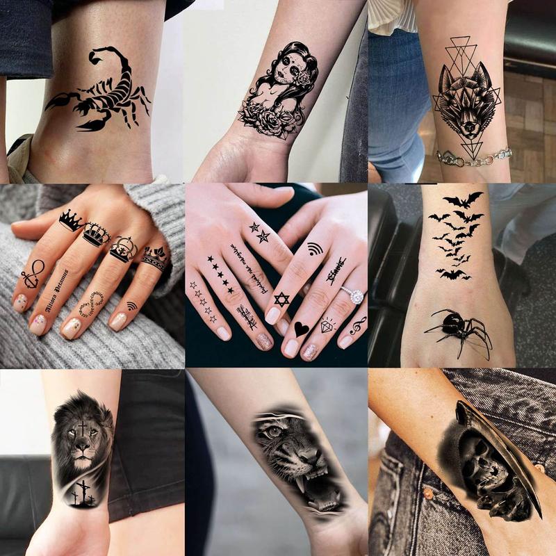 Animal Pattern Temporary Tattoo Sticker, 60pcs set Fake Tattoo Sticker, Body Art Sticker for Women & Men, Realistic Tattoo Sticker for Arms, Neck, Ankle, Legs, Painless Body Art Decoration