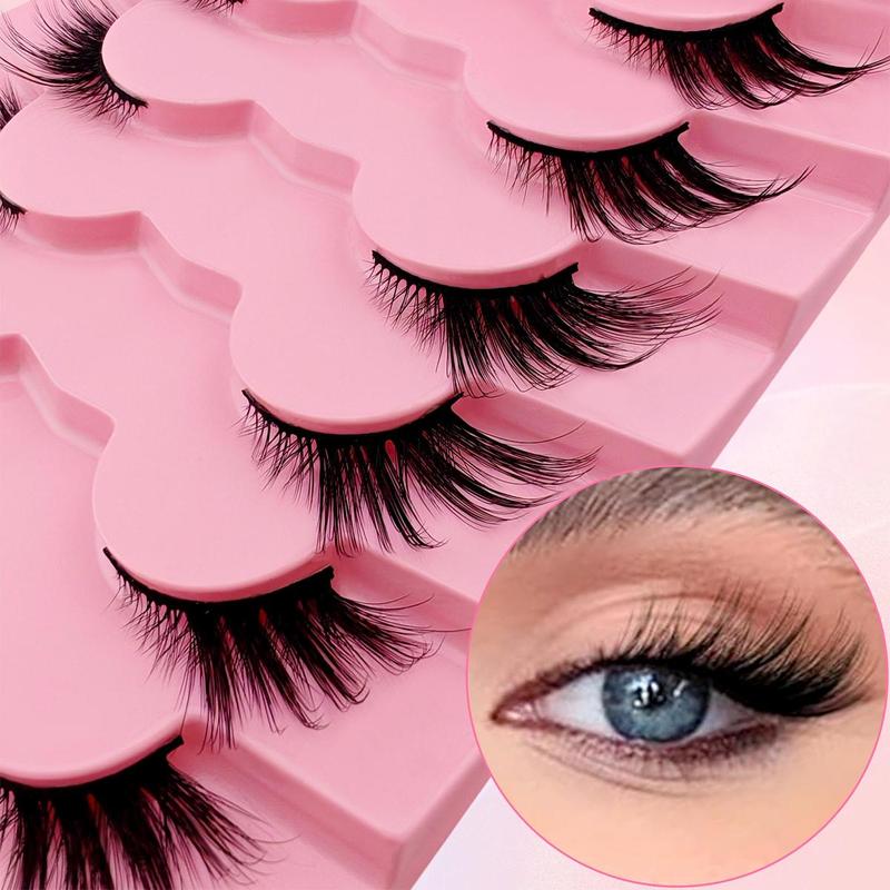 Cat Eye Half False Eyelashes, 7 Pairs Natural Look Wispy Fluffy Faux Eyelashes, Tail Elongated Lashes For Lashes Extensions, Christmas Gift