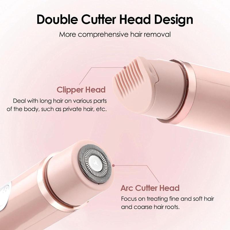 2 in 1 Rechargeable Electric Hair Shaver, 1 Count Double Cutter Head Design Hair Remover, Wet & Dry Use Body Hair Trimmer for Home & Travel