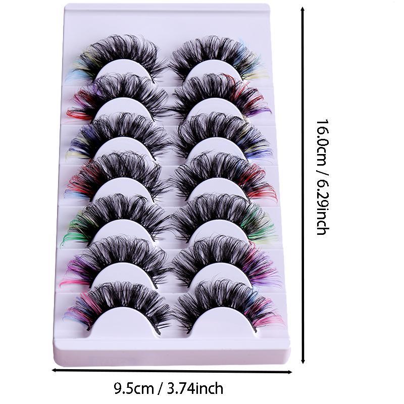 Colorful Wispy Cat Eye Look Faux Cluster Lashes, 7 Pairs Fluffy False Eyelashes, Natural Curling Eye Makeup Strip Lashes, Full Volume Eyelash for Lashes Extension, Christmas Gift