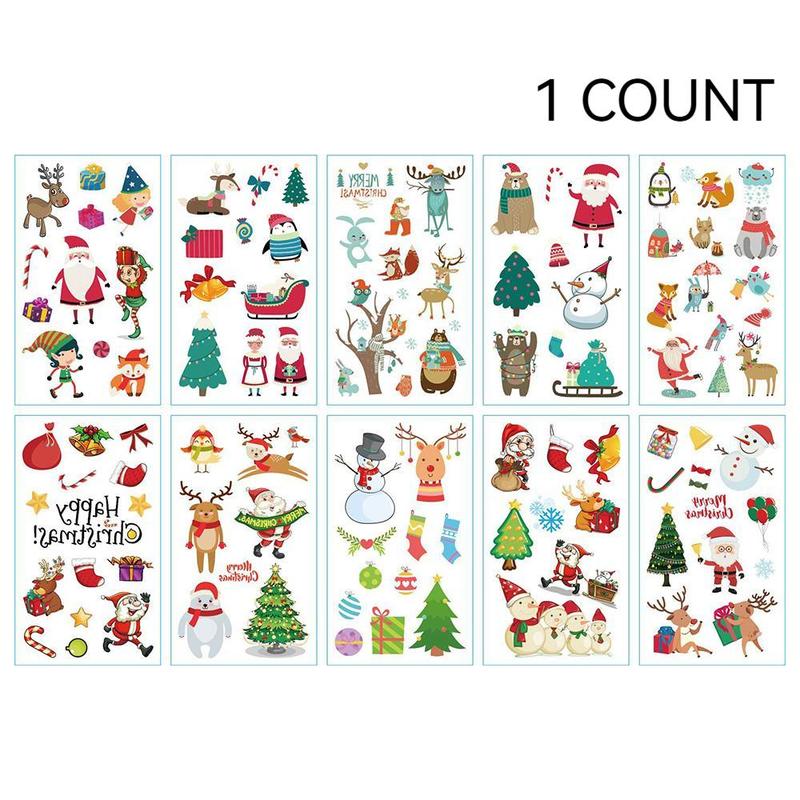 Random Patterns Christmas Temporary Tattoo Sticker, 1 Count Waterproof Long Lasting Fake Tattoo Sticker, Festive Decoration for Home Party