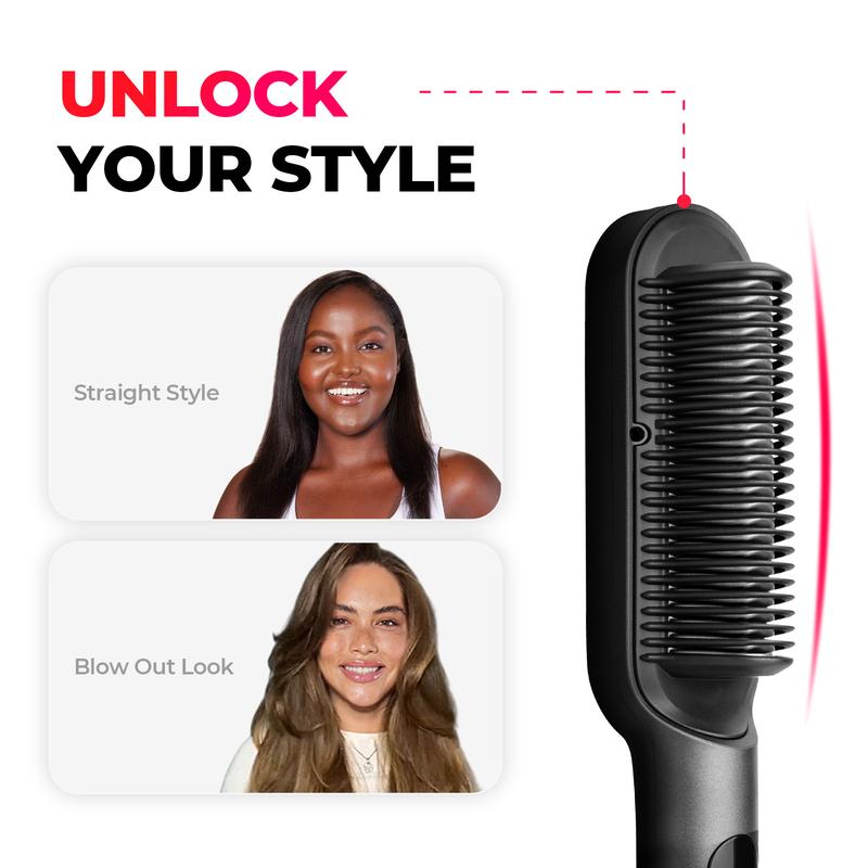 TYMO Ring Plus Ionic Hair Straightener Brush & Thermal Brush & Hair Oil - Compacted Wave Curling Iron for Easy Comfort Styling hair