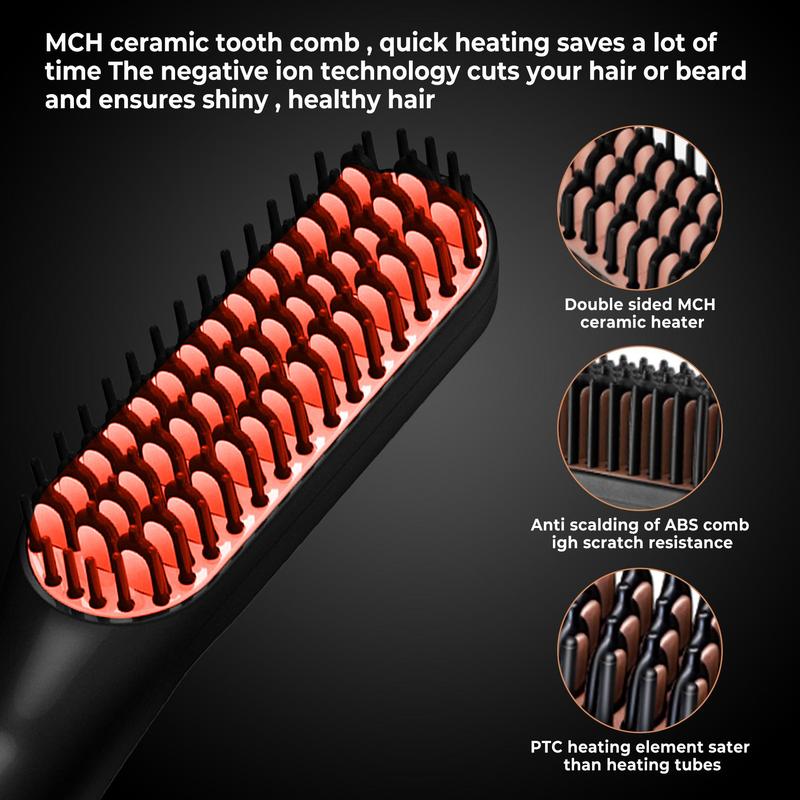 Electric Hair Straightener, Non-slip Design Hair Straightening Brush with Double Side Titanium Plates, Professional Hair Styling Tool for Home & Salon Use