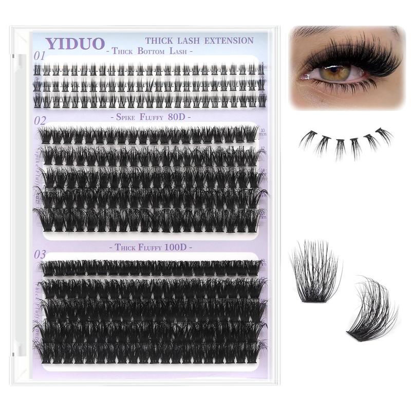 Fluffy False Eyelashes, 1 Set Mixed Style & Length Individual Lashes with Tools, Self Grafting Curl Eyelashes, Eye Makeup Enhancement for Women