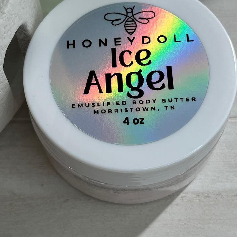 IceAngel Emulsified Body Butter - Snow Fairy Scented with Pear, Cotton Candy, Vanilla, and Cherry Notes - Shimmering Body Butter - Body Care