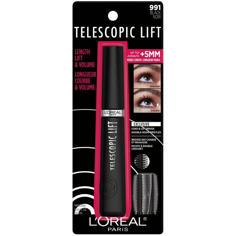 L'Oreal Paris Telescopic Lift Washable Makeup Mascara, 36HR Wear, 0.33 fl oz