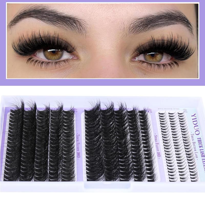 Fluffy False Eyelashes, 1 Set Mixed Style & Length Individual Lashes with Tools, Self Grafting Curl Eyelashes, Eye Makeup Enhancement for Women