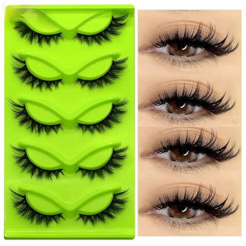 Fluffy False Eyelashes, 5 Pairs box Wispy Cat Eye Look Faux Strip Lashes, Natural Curling Eye Makeup Lashes for Women & Girls Eye Makeup Enhancement, Christmas Gift