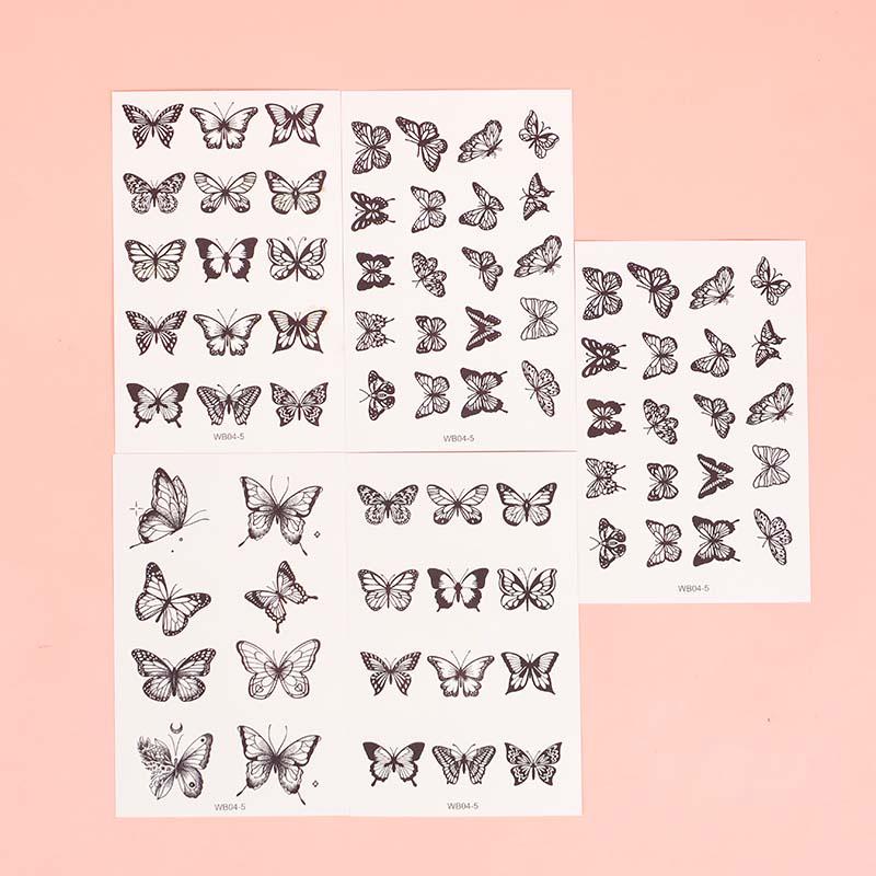 Butterfly Pattern Temporary Tattoo Sticker, 5 Counts set Waterproof Body Art Sticker for Women & Girls