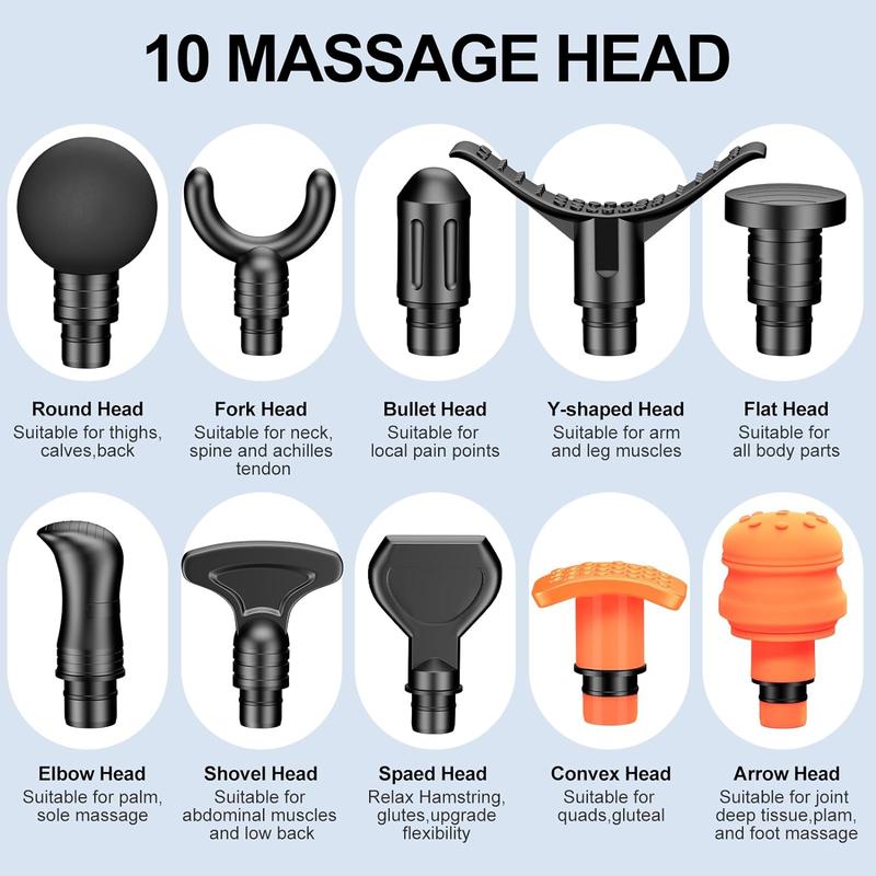 RAEMAO Massage Gun Deep Tissue, Back Massage Gun for Athletes for Pain Relief Attaching 10 PCS Specialized Replacement Heads, Percussion Massager with 10 Speeds & LED Screen, Black