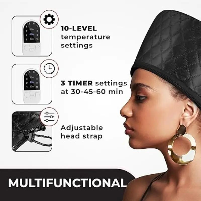 Hair Care Heating Cap, Adjustable Temperature Heat Steam Cap, Deep Treatment Hair Care Heating Cap for Hair Care, Gift for Girlfriend, Hair Styling Tools